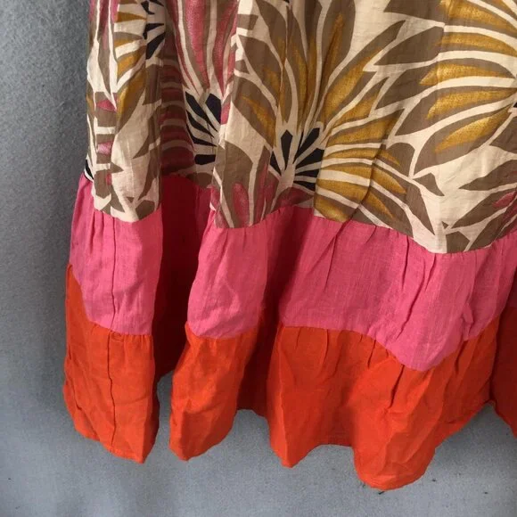 Voy Avara Dress Womens Small Multicolor Puff Sleeve Tiered Boho Festival NEW - Picture 8 of 16